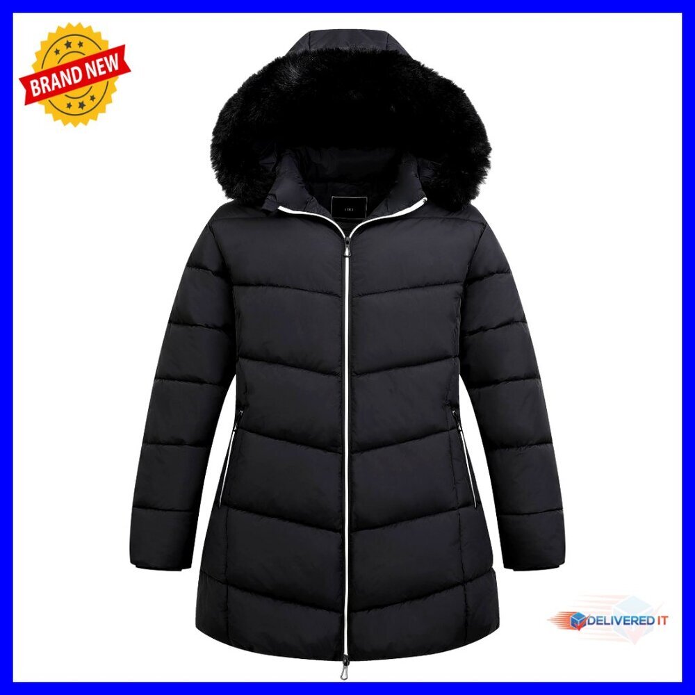 Plus Size Winter Down Puffer Jacket Windproof Waterproof Hooded Warm Coat